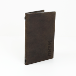 Menu Lëkurë Dopio me Llastik A5 15x22 - (Kafe)